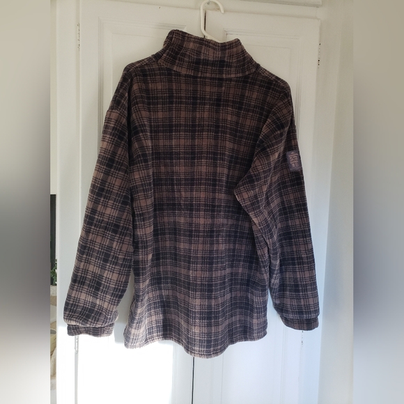 Lowe Alpine Polartec Beige / Black Buffalo Plaid Fleece Mock Neck Sweatshirt LRG - Picture 11 of 12